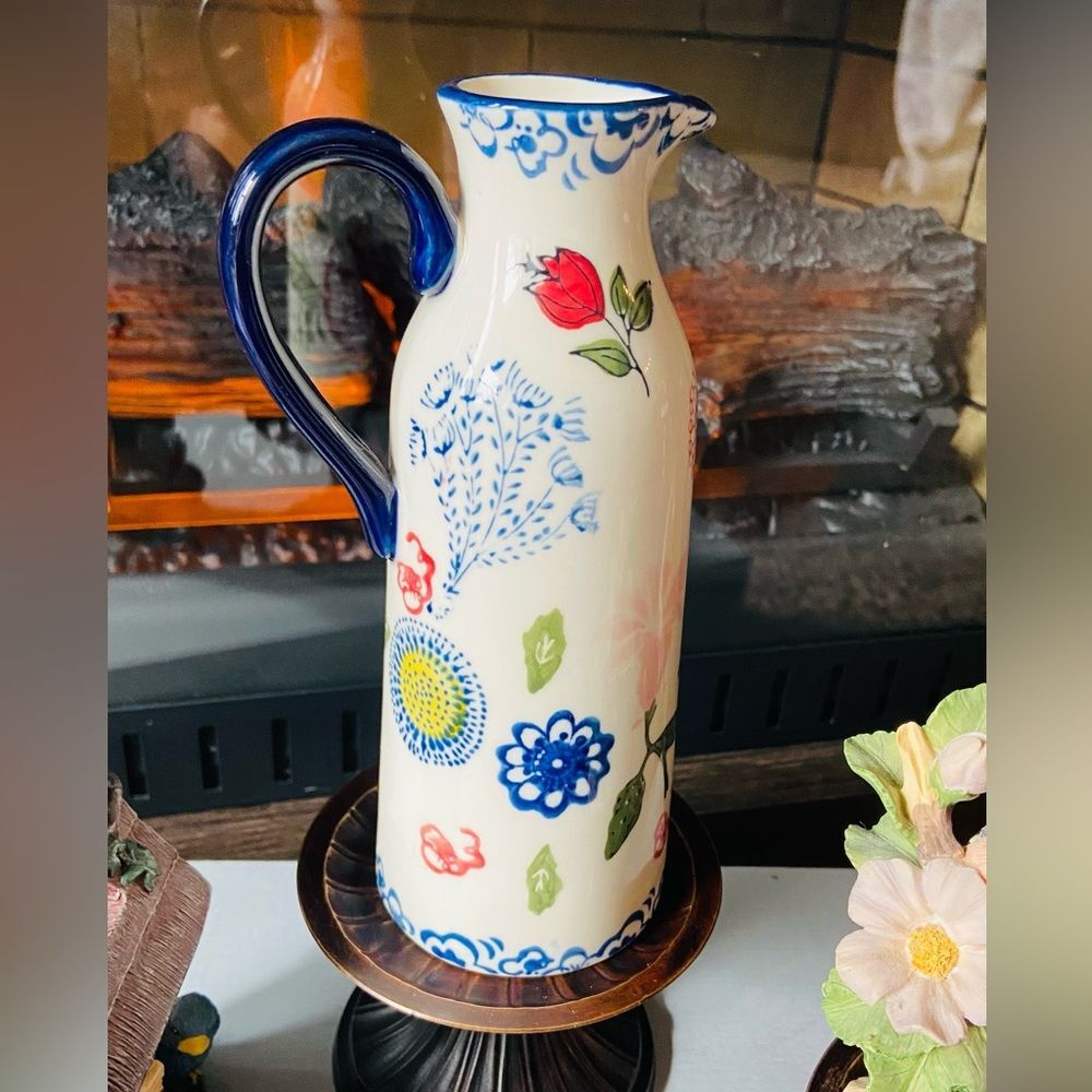 Sweet Spring Time NWT Living Gardens Vase/Pitcher- Features Colorful 🪻🌺🌼 & 🐞